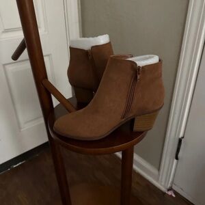 JustFab Tan Ankle Booties with Cozy Lining